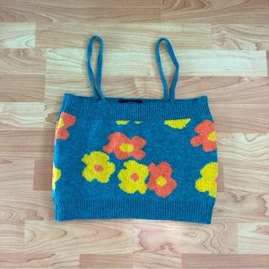 floral sweater cropped tank